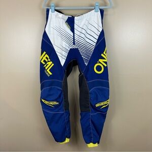 O'Neal Mens Blue Yellow Tapered Element Motocross Racing DirtBike Trail Pant 32